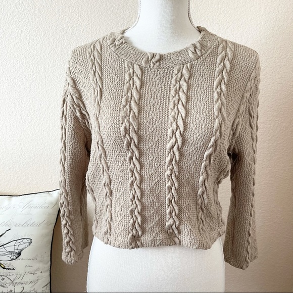 3/30 rib knit crop top sweater medium - Picture 3 of 6